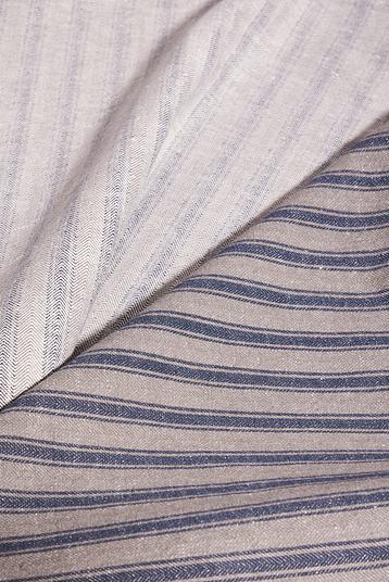 JE2919RG/24 | yarn dyed, ticking stripe on herringbone weaving, mix of linen and recycled cotton