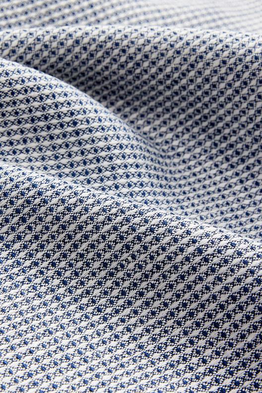 DIEGO MARINE | tissage dobby bicolore teint fil, petits motifs géométriques graphiques, stone washed 