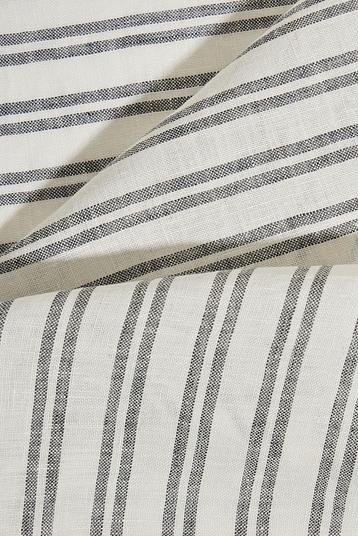 La Rochelle | bicolore navy stripe on light plain weave, washed, available in 1 colours, large width, Stock Service 