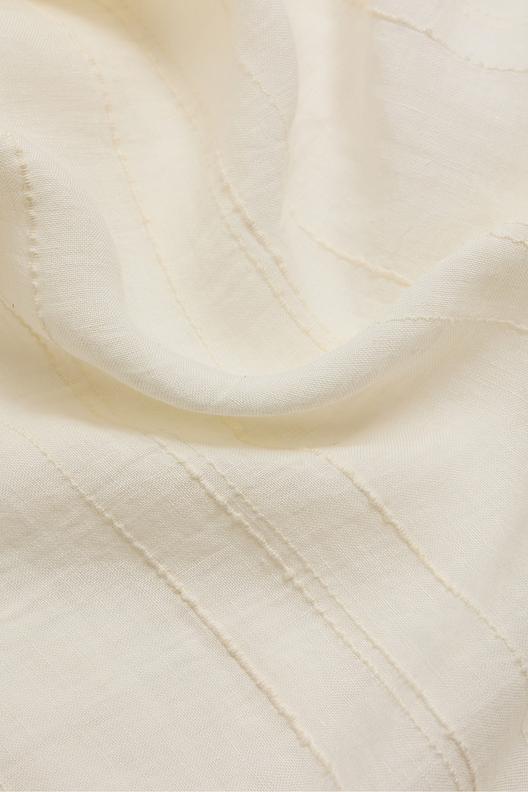 Lucia Ivoire | voile with fancy placed stripe in wool yarn effect, semi transparent, ultra light, large width 