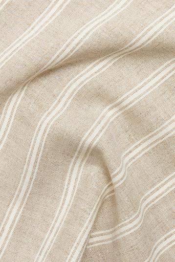 MISTRAL | plain weave, navy horizontal stripe natural linen and bleached linen Stone wash