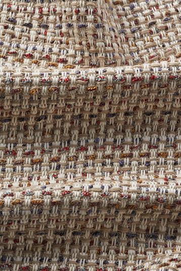 TR073073-1 | jacquard, basketry look, fancy bouclé and twisted yarn, and slubbed linen, vintage stonewashed soft finishing  

