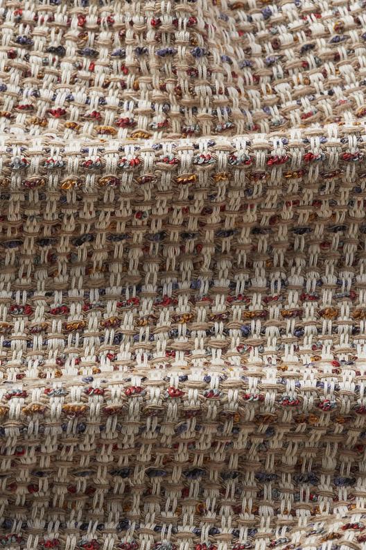 TR073073-1 | jacquard, basketry look, fancy bouclé and twisted yarn, and slubbed linen, vintage stonewashed soft finishing  

