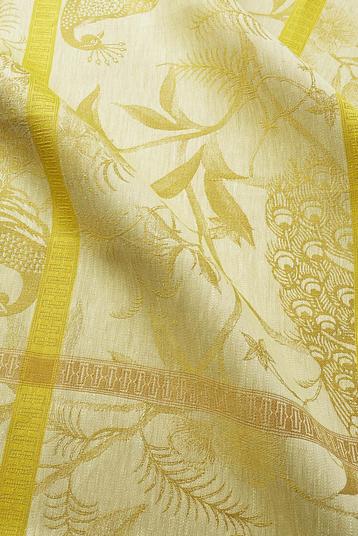 A L'ORANGERIE MIMOSA | Jacquard 3 colours, figurative design, pure linen 



