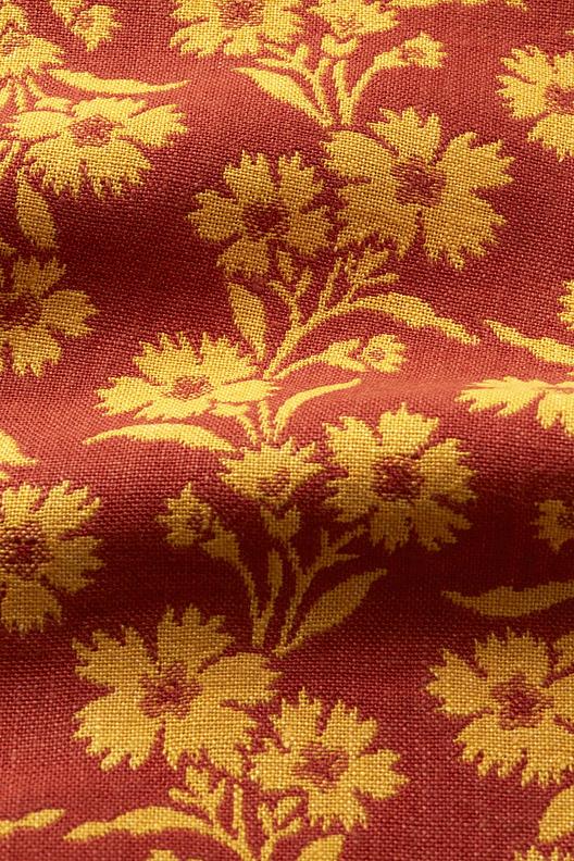 1CJ052 64871 J52 - JACQUARD TUB.GIALLO 5 / RUGGINE | flowers jacquard, double face, yarn dyed,, Softwash 
