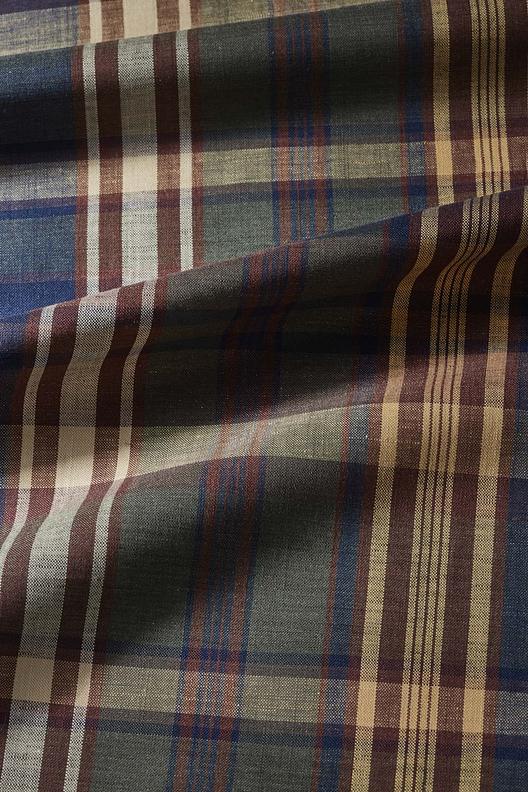 PERTH FA205733/580 | Yarn dyed tartan, indigo, soft touch. Other certification: ZDHC. City or casual. 