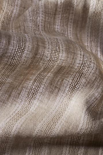 LI400455GR302E750D Medozi | Fancy linen, Etamine stripe, openweave stripe, greige, natural linen, soft finish. Half transparent. 