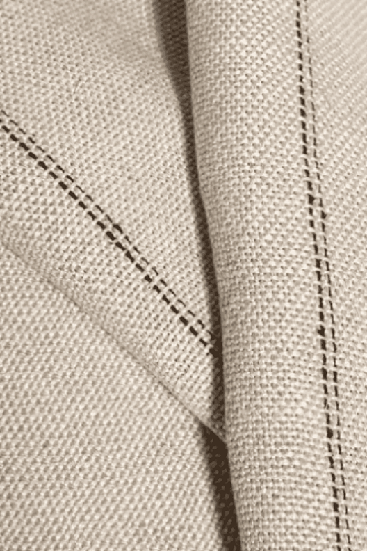 ABANS LIGHT-GREY BLACK STITCHES | Grosse toile souple, texture ouverte, legerement lustrée, rayure pointillée 