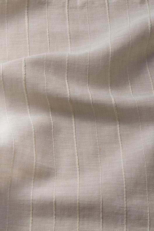 CALENDULA | Large width, linen mixed plain weave with a slubbed cotton stripe. Soft and light hand. Semi transaprent. STOCK SERVICE.