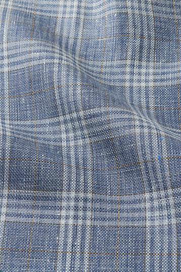 26G79 22/7 | Openwork étamine weave, semi transparent, muted Glen check, poids léger, délavé Linen and cotton BCI / cotton for life, light weight 