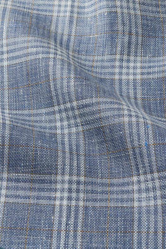 26G79 22/7 | Openwork étamine weave, semi transparent, muted Glen check, poids léger, délavé Linen and cotton BCI / cotton for life, light weight 