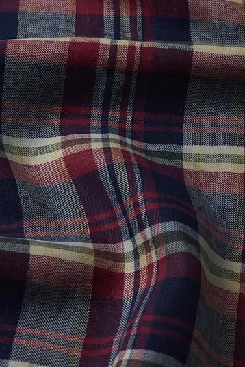DOUGIE 4 DENIM FA206056/305 | Collection Albiate, Madras check for winter, 100%linen with light brushed finishing, indigo denim style / ZDHC 