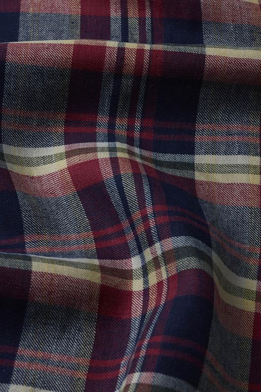DOUGIE 4 DENIM FA206056/305 | Collection Albiate, Madras check for winter, 100%linen with light brushed finishing, indigo denim style / ZDHC 