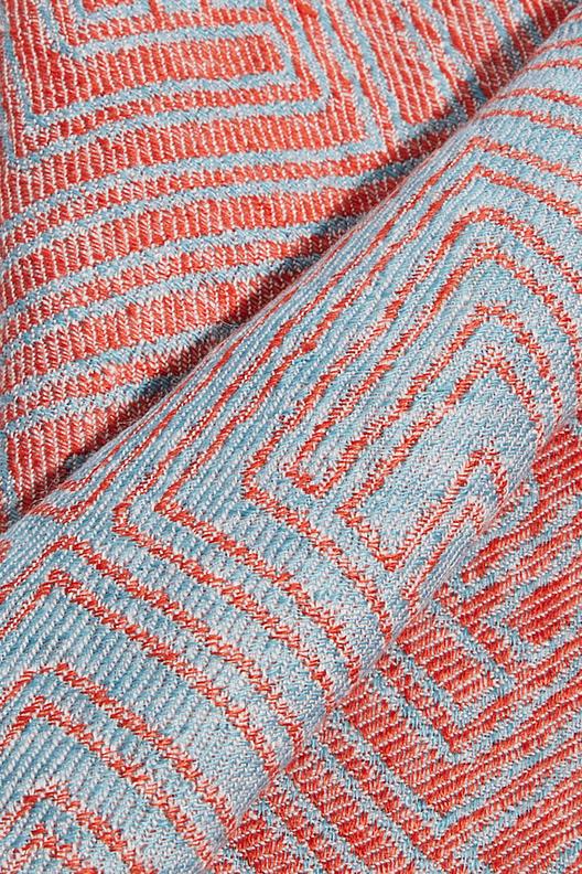 JE2832W CELESTE/ARANCIO | jacquard motif labyrinthe, poids moyen, stock service sous 3 semaines 