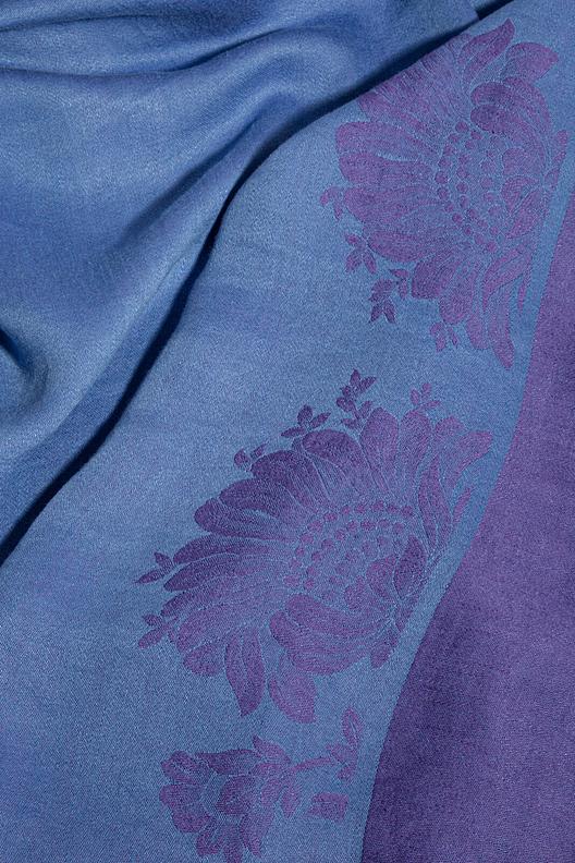 PT - ORIENTAL FLOWERS - Blu Violet | Jacquard, floral pattern,yarn dyed, stonewashed - also available as a finished table cloth