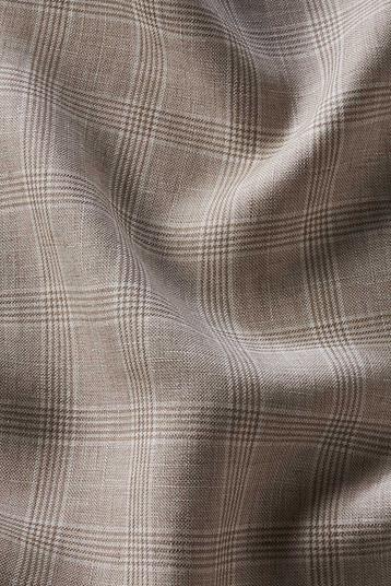 PERICLE S10576-003/00001 | yarn dyed natural linen and bleached linen Prince of Wales, fluid drape 