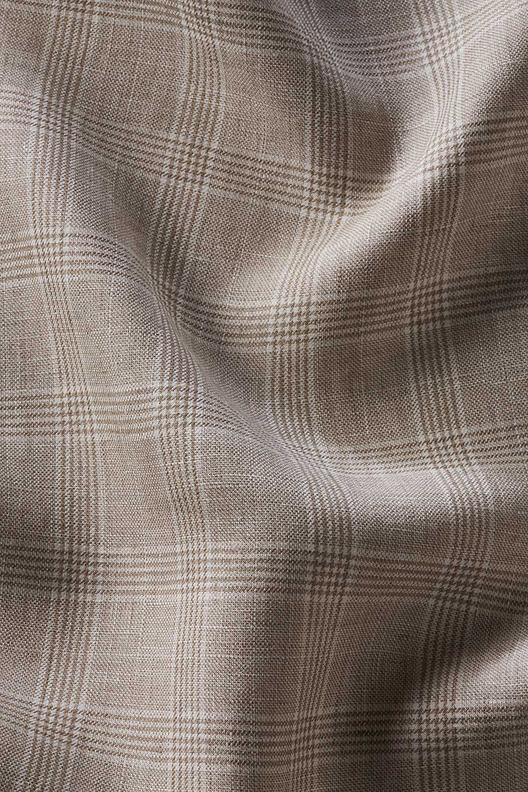 PERICLE S10576-003/00001 | yarn dyed natural linen and bleached linen Prince of Wales, fluid drape 