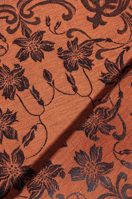 FLORIDA V. ORANGE/BLACK | Jacquard flower - bicolour - Also available as finished towels 40X60/70X120 CM